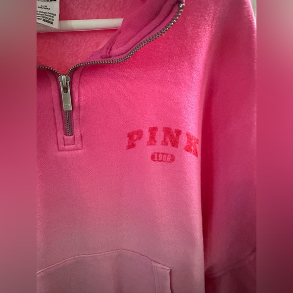 PINK Victoria's Secret Quarter Zip Pink Ombre Pullover Sweatshirt Large - Picture 3 of 5